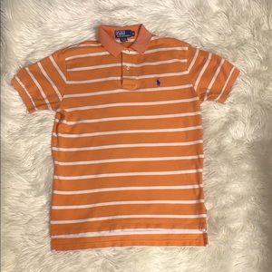 🧡Ralph Lauren Orange Striped Polo Shirt 💙Size MED